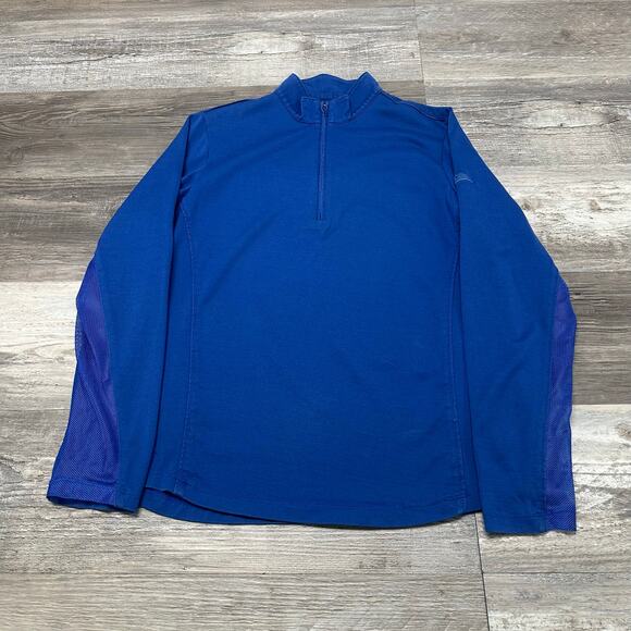 Peter Millar Moisture Management Blue Mens L Crown Sport 1/4 Zip Golf Sweatshirt - Picture 2 of 10
